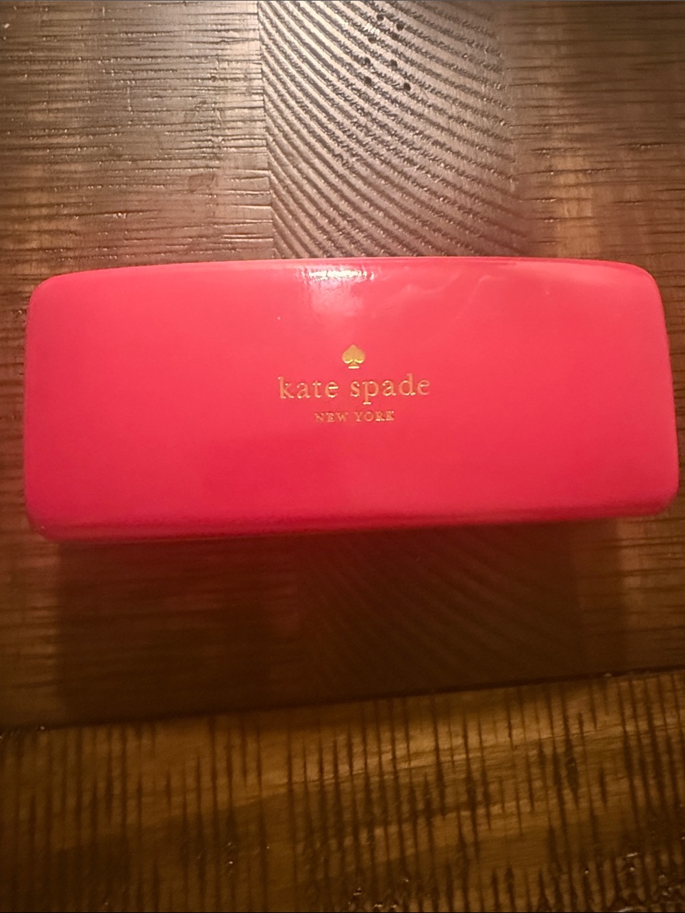 kate spade Hot Pink Glossy Travel Sunglasses Case with Gold Logo
